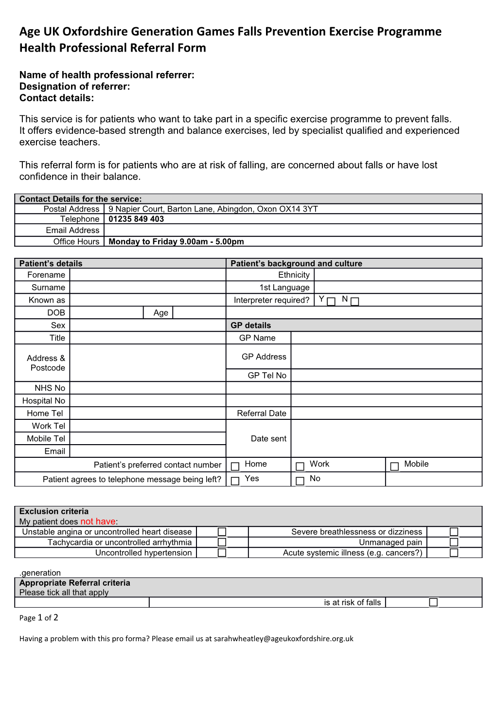 OCCG GP Referral Proforma