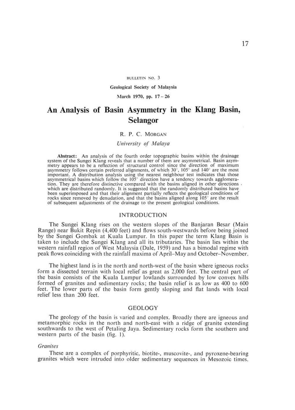 An Analysis of Basin Asymmetry in the Klang Basin, Selangor