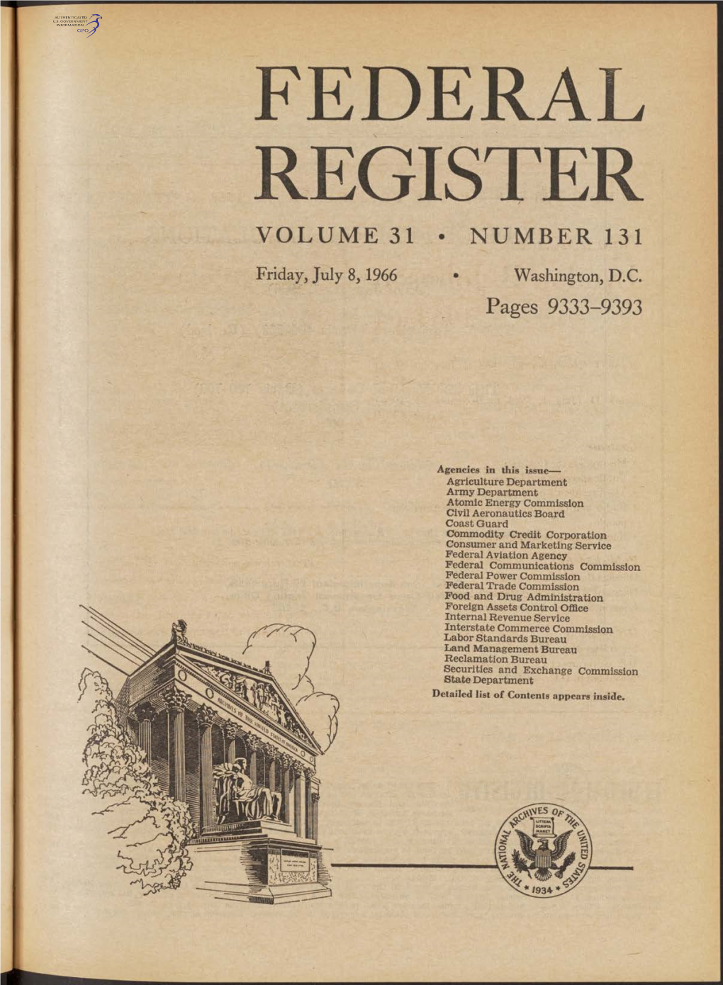 Federal Register Volume 31 • Number 131