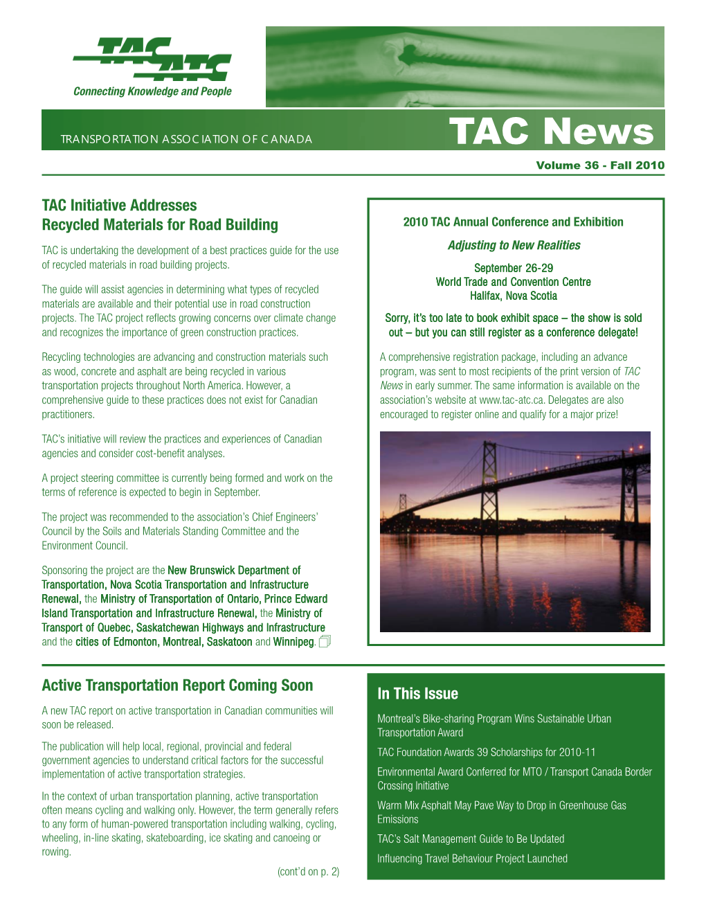 TAC News Volume 36 - Fall 2010