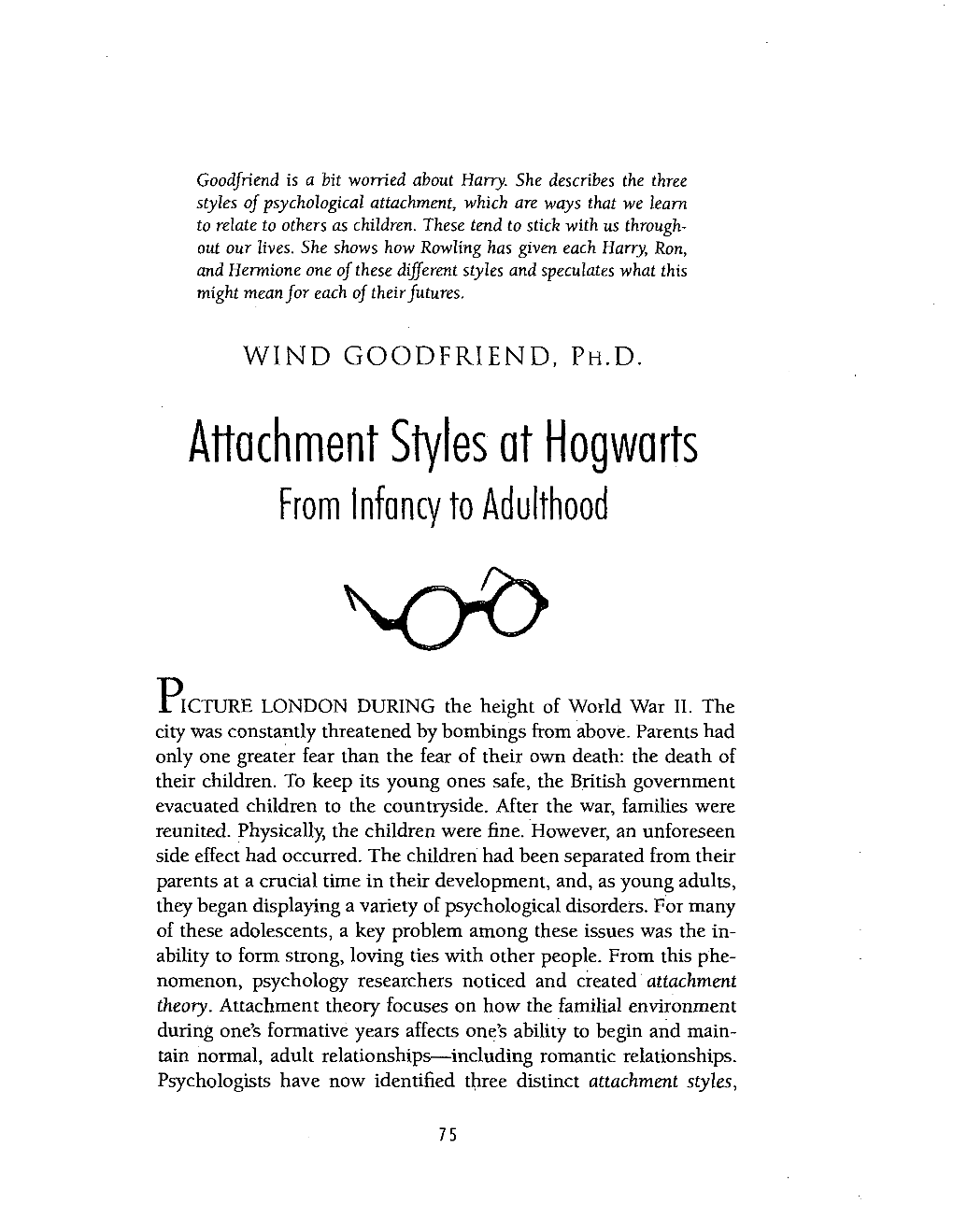 Harry Potter and Attachment Theories