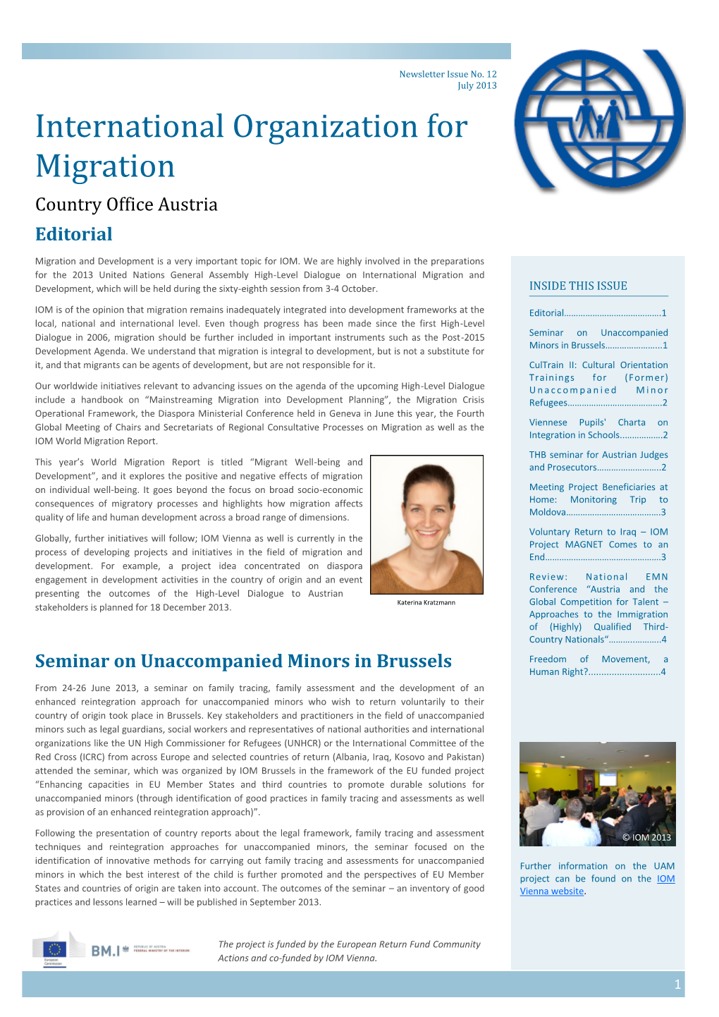 IOM Vienna Quarterly Newsletter July 2013