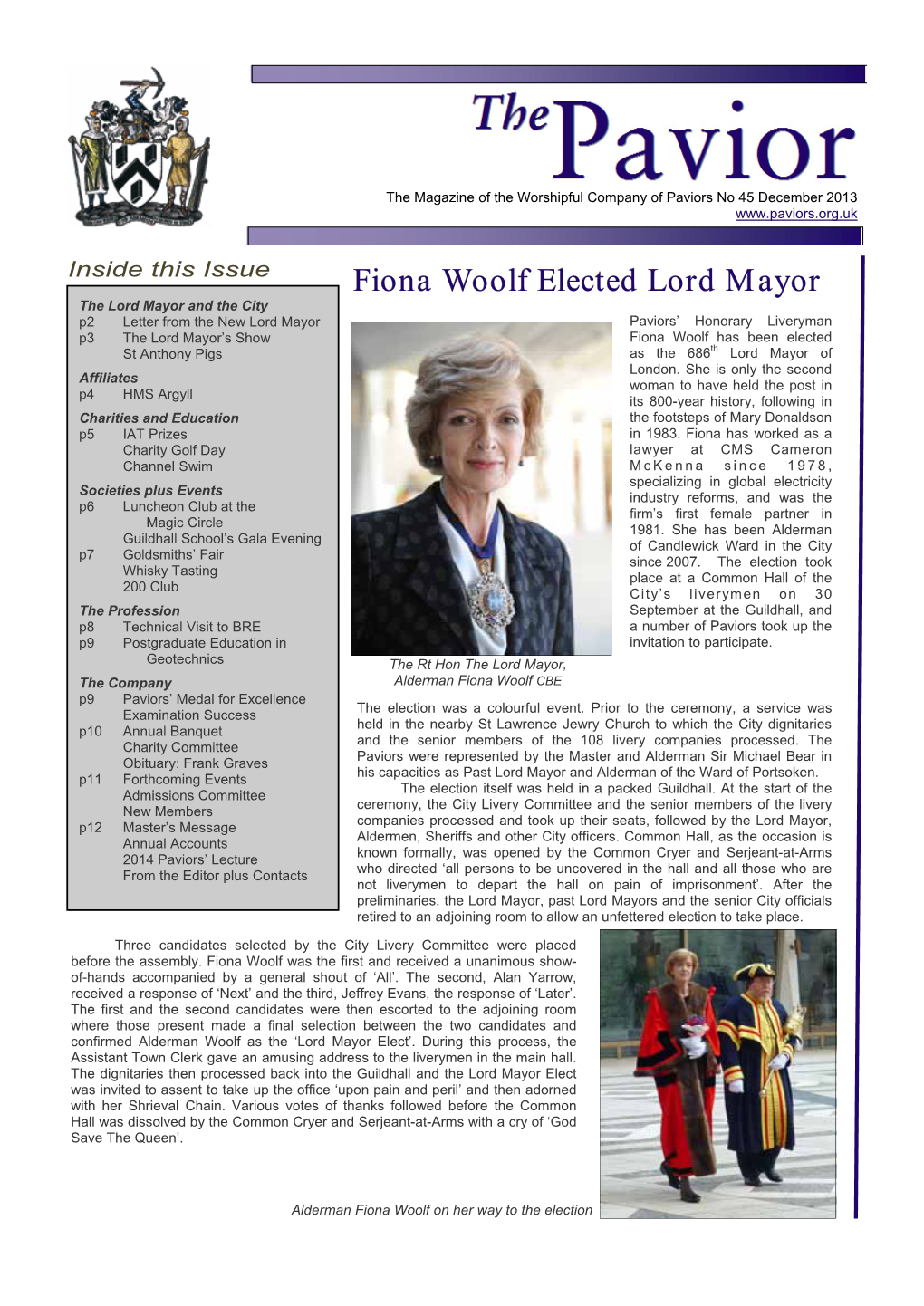 Fiona Woolf Elected Lord Mayor
