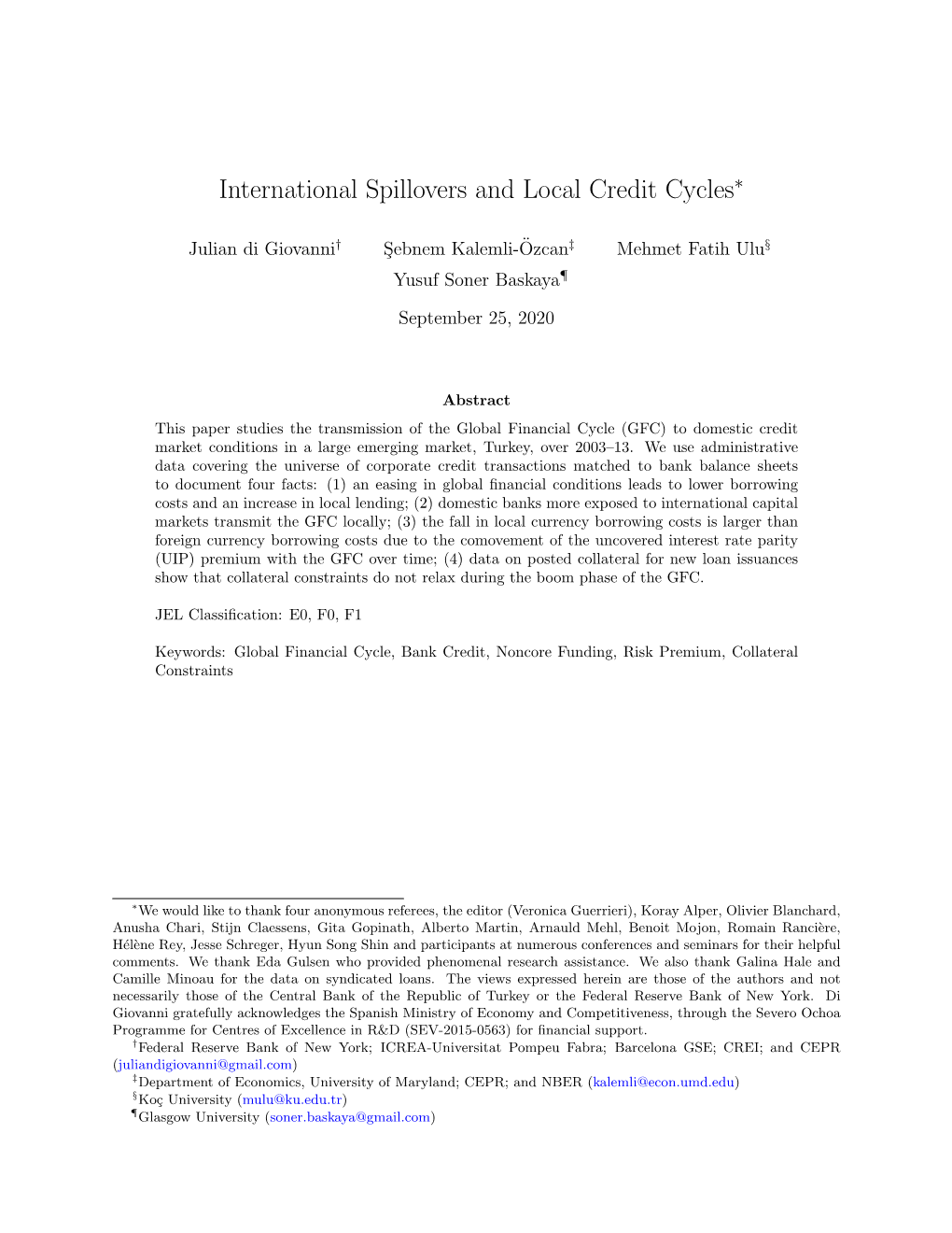 International Spillovers and Local Credit Cycles∗