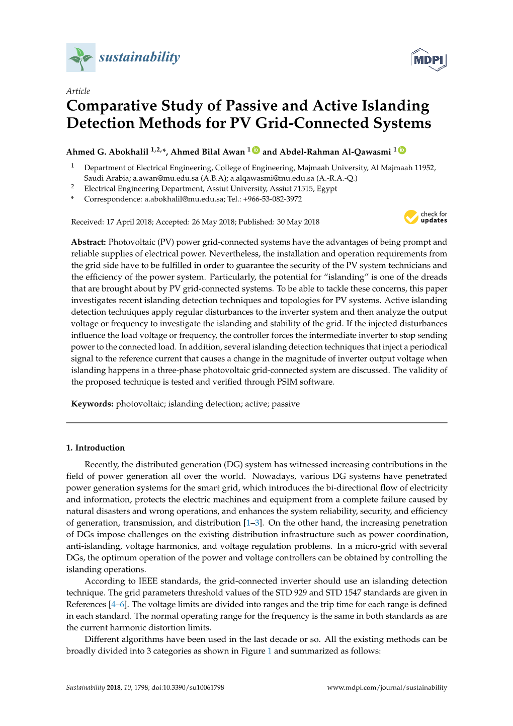 Comparative Study of Passive and Active Islanding Detection Methods for PV Grid-Connected Systems