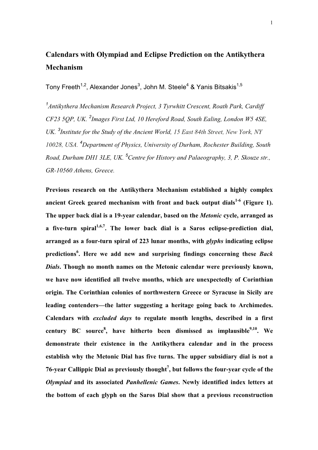 Calendars with Olympiad and Eclipse Prediction on the Antikythera Mechanism