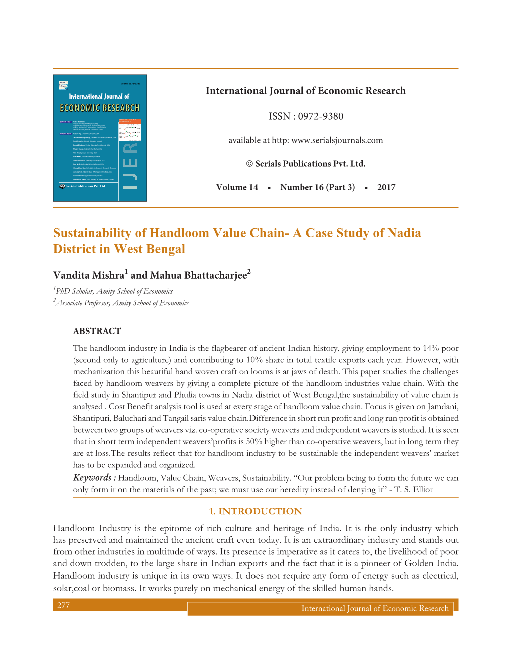 A Case Study of Nadia District in West Bengal