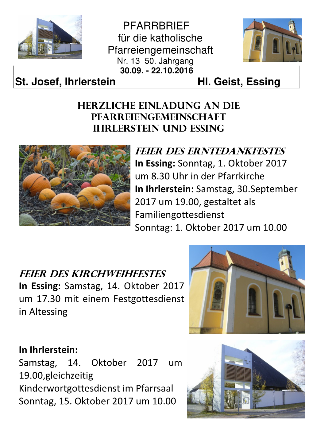 St. Josef, Ihrlerstein Hl. Geist, Essing