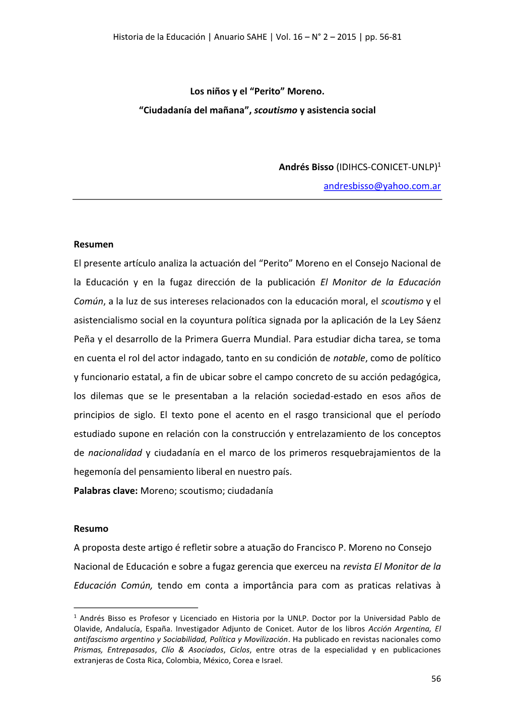 Los Niños Y El “Perito” Moreno. “Ciudadanía Del Mañana”, Scoutismo Y Asistencia Social