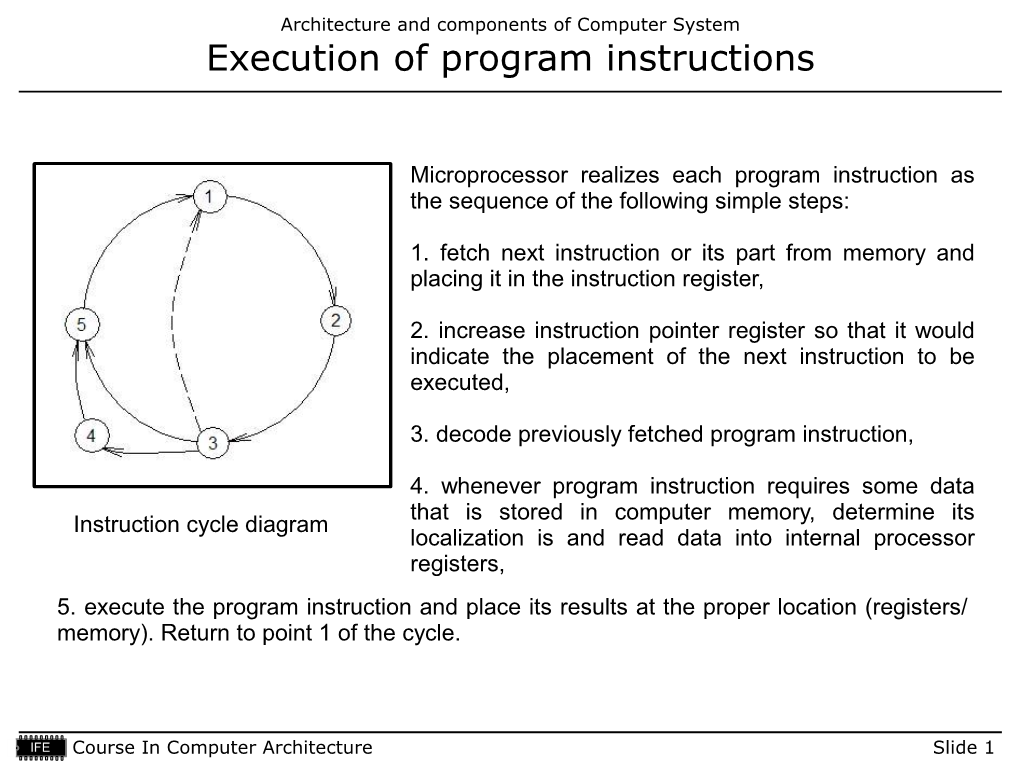 Execution of Program Instructions