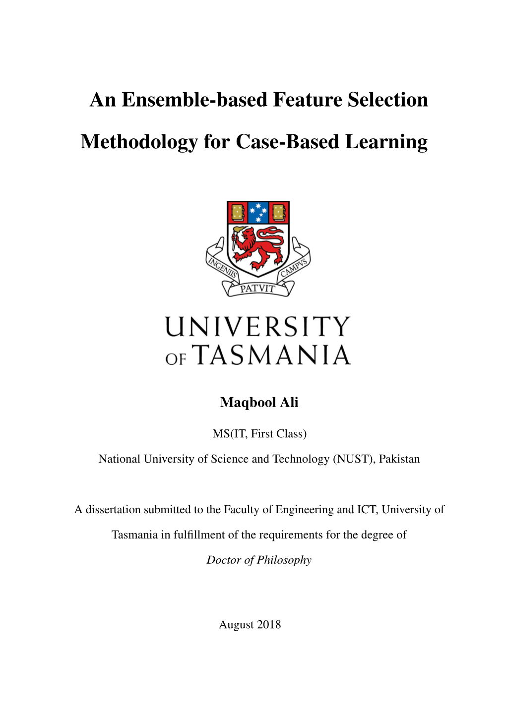 An Ensemble-Based Feature Selection Methodology for Case-Based Learning