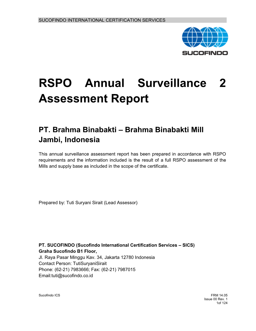 RSPO Annual Surveillance 2 Assessment Report PT