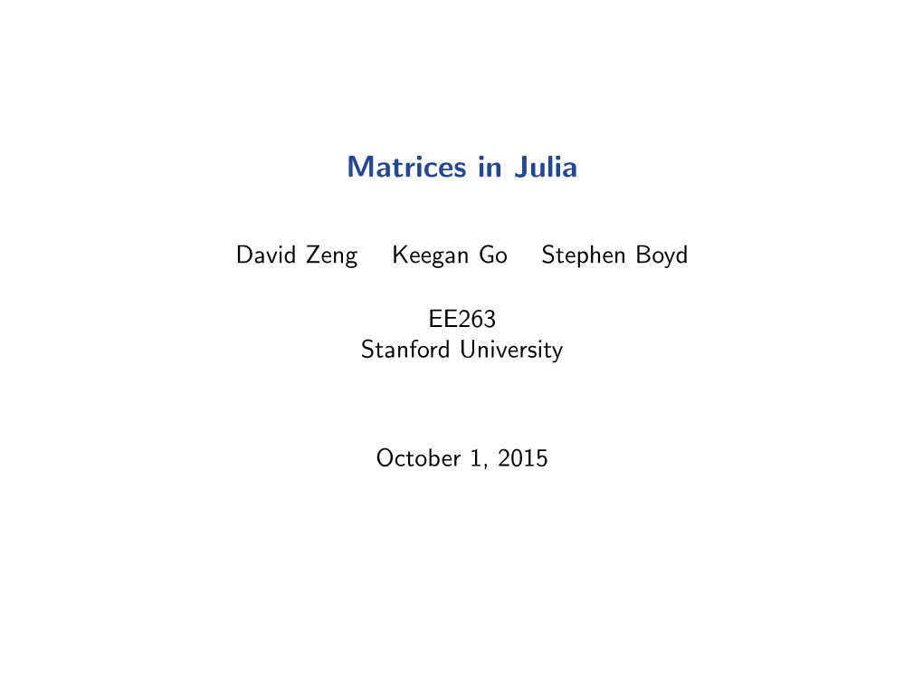 Matrices in Julia