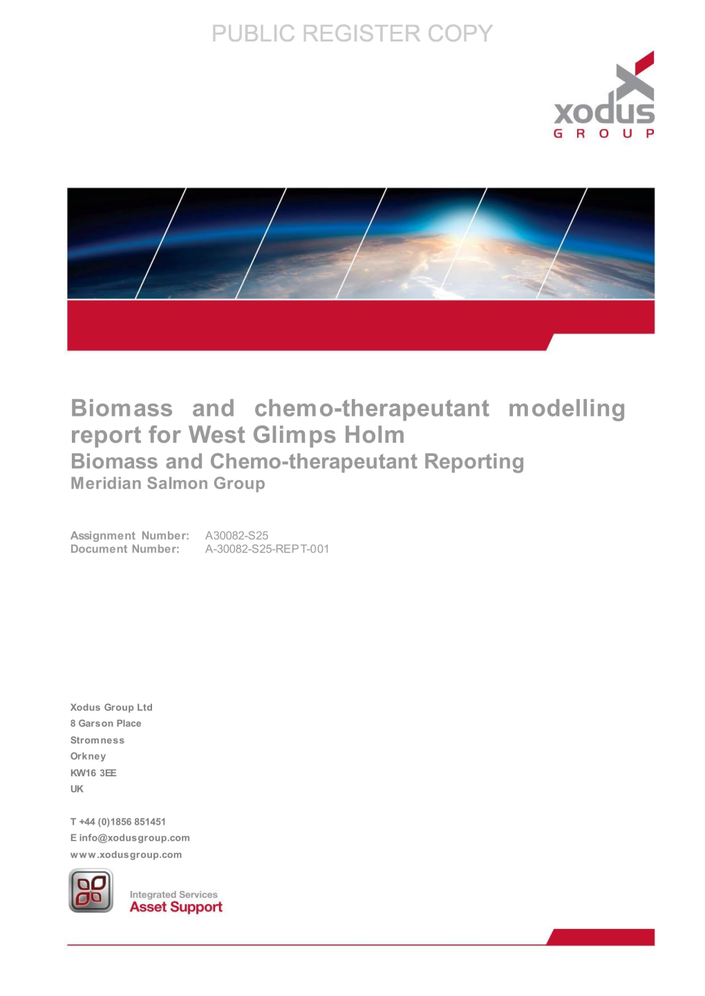 Biomass and Chemo-Therapeutant Modelling Report for West Glimps Holm Biomass and Chemo -Therapeutant Reporting Meridian Salmon Group