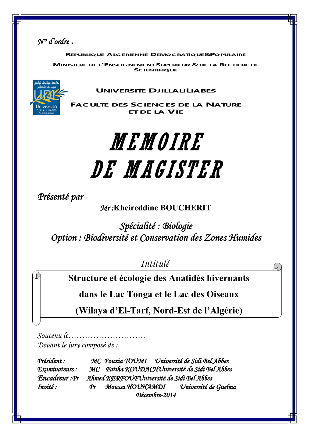 Memoire De Magister