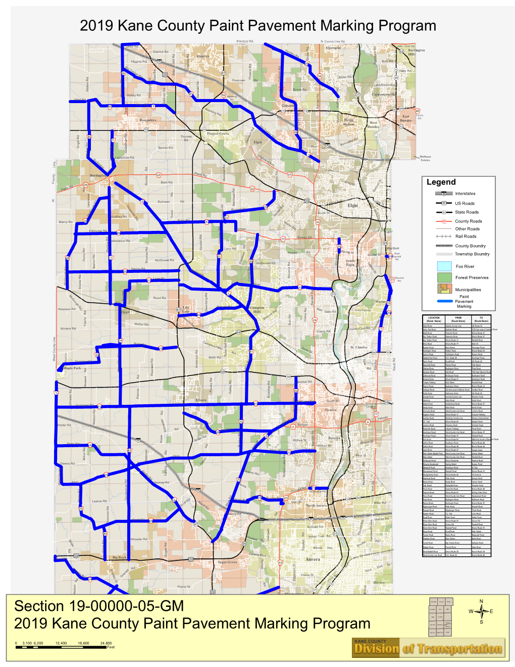 2019 Kane County Paint Pavement Marking Program Section 19-00000