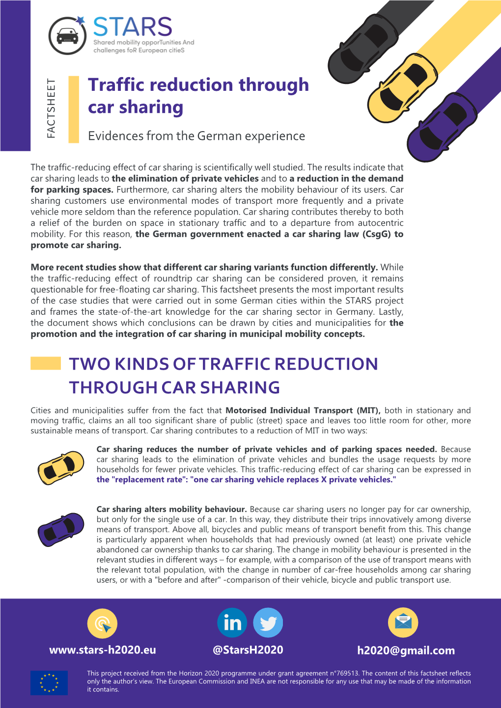 Traffic Reduction Through Car Sharing Evidences from the German Experience