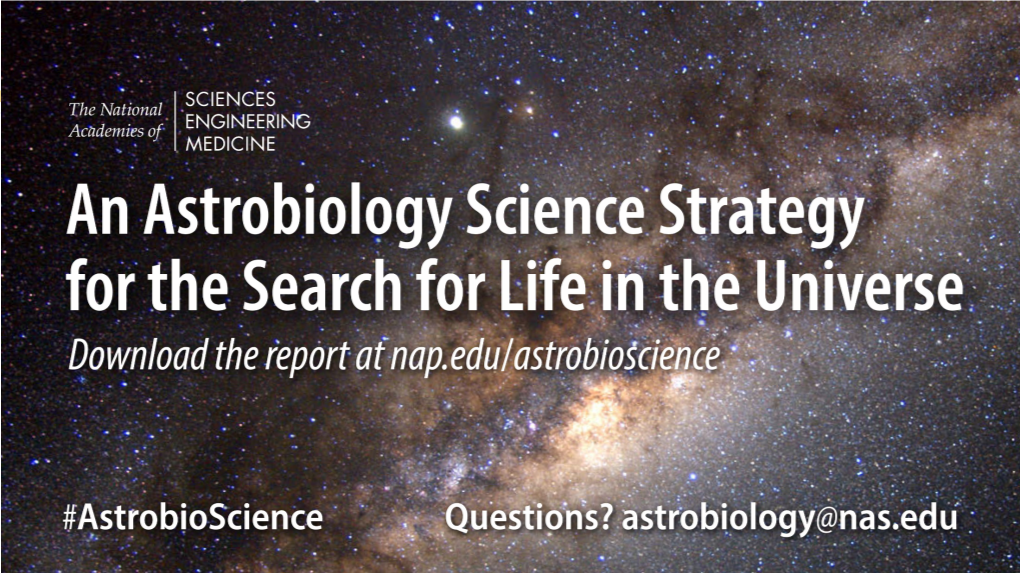 NAS Report on Astrobiology Science
