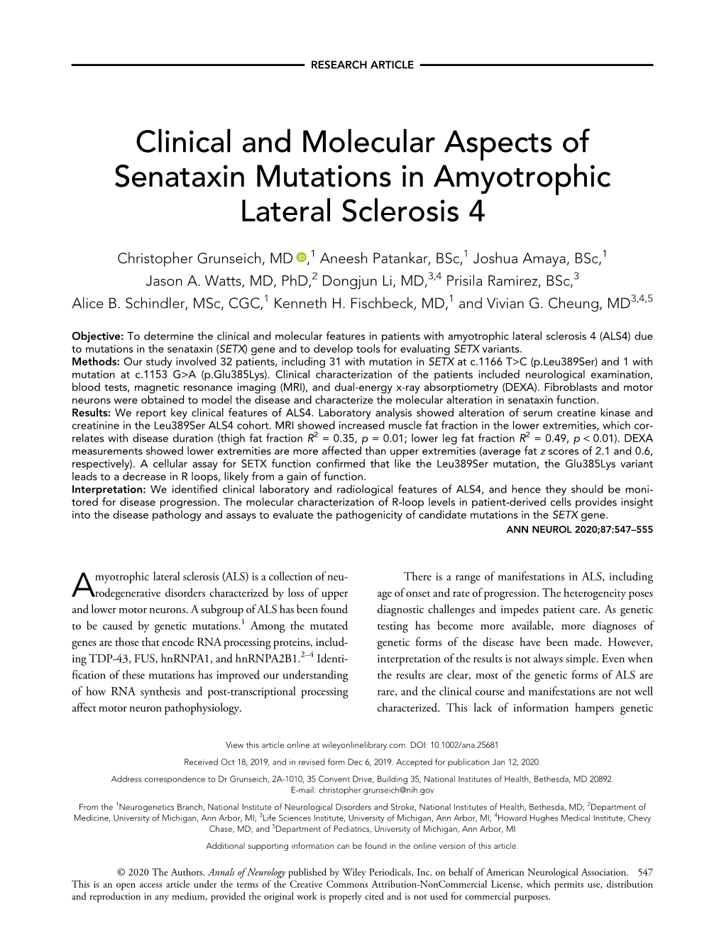 Clinical and Molecular Aspects of Senataxin Mutations in ALS4