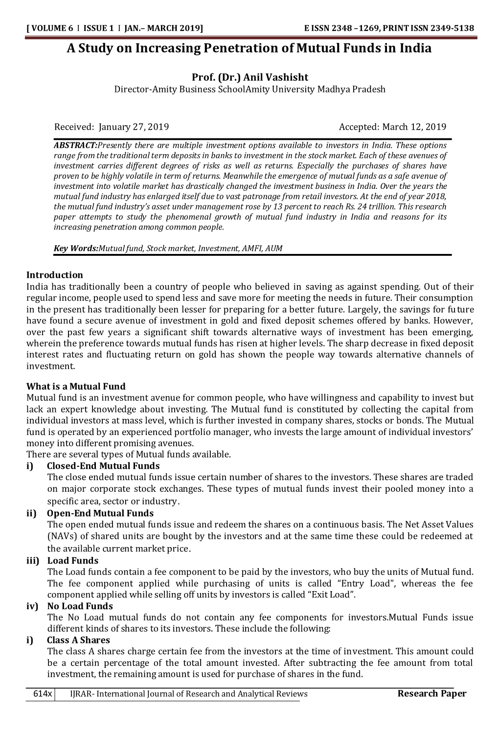 A Study on Increasing Penetration of Mutual Funds in India