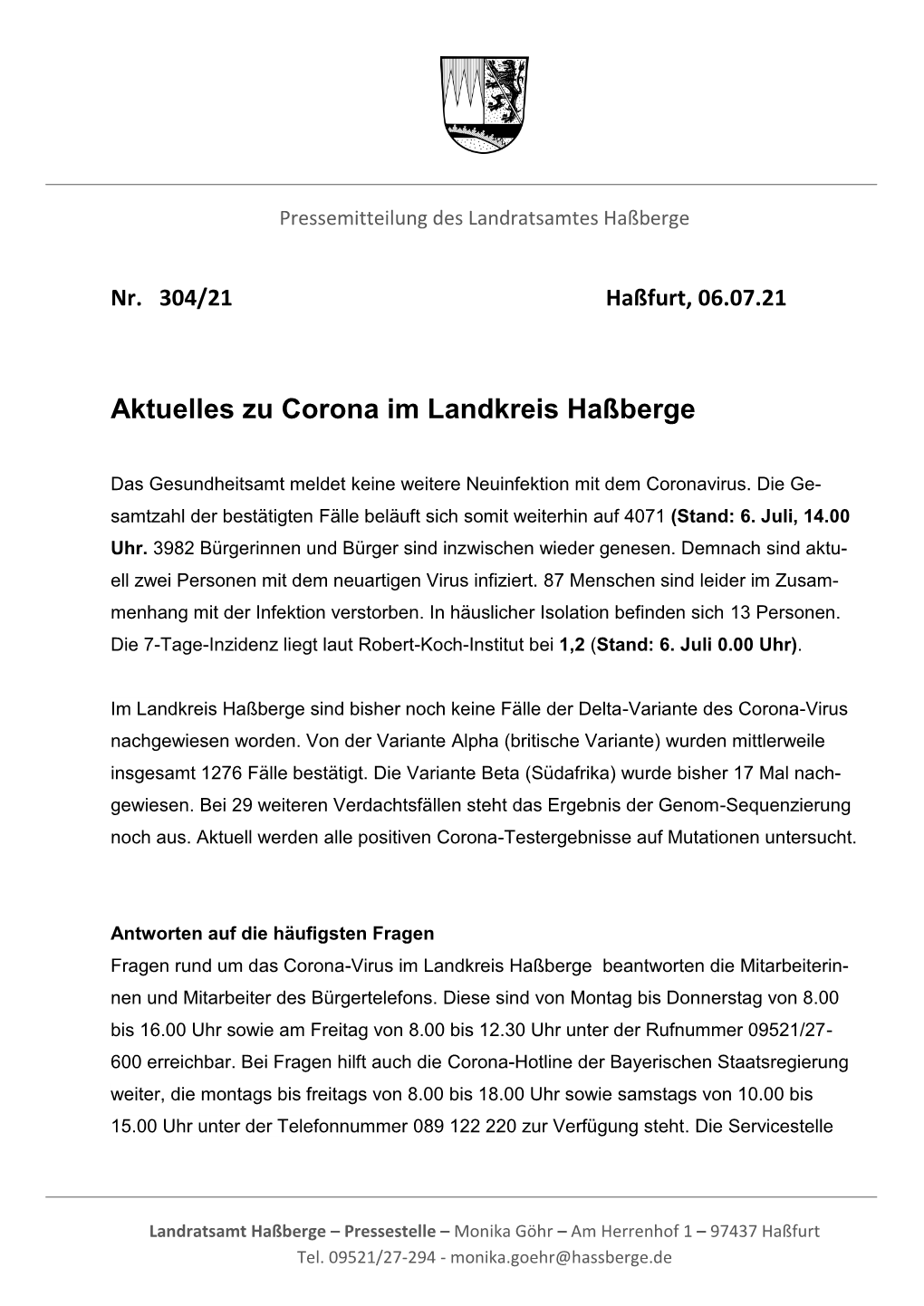 Aktuelles Zu Corona Im Landkreis Haßberge