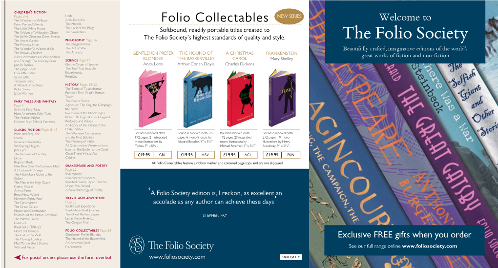 The Folio Society’S Highest Standards of Quality and Style