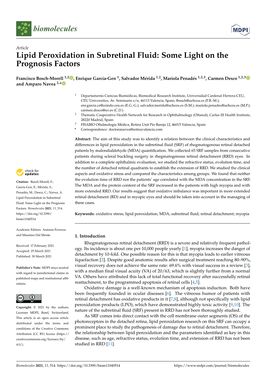 Lipid Peroxidation in Subretinal Fluid: Some Light on the Prognosis Factors