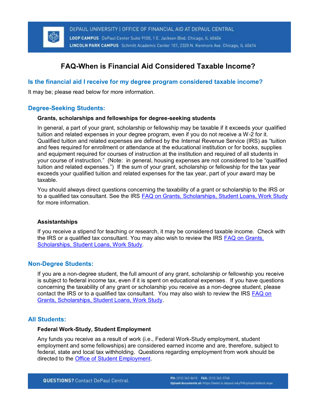 FAQ-When Is Financial Aid Considered Taxable Income?