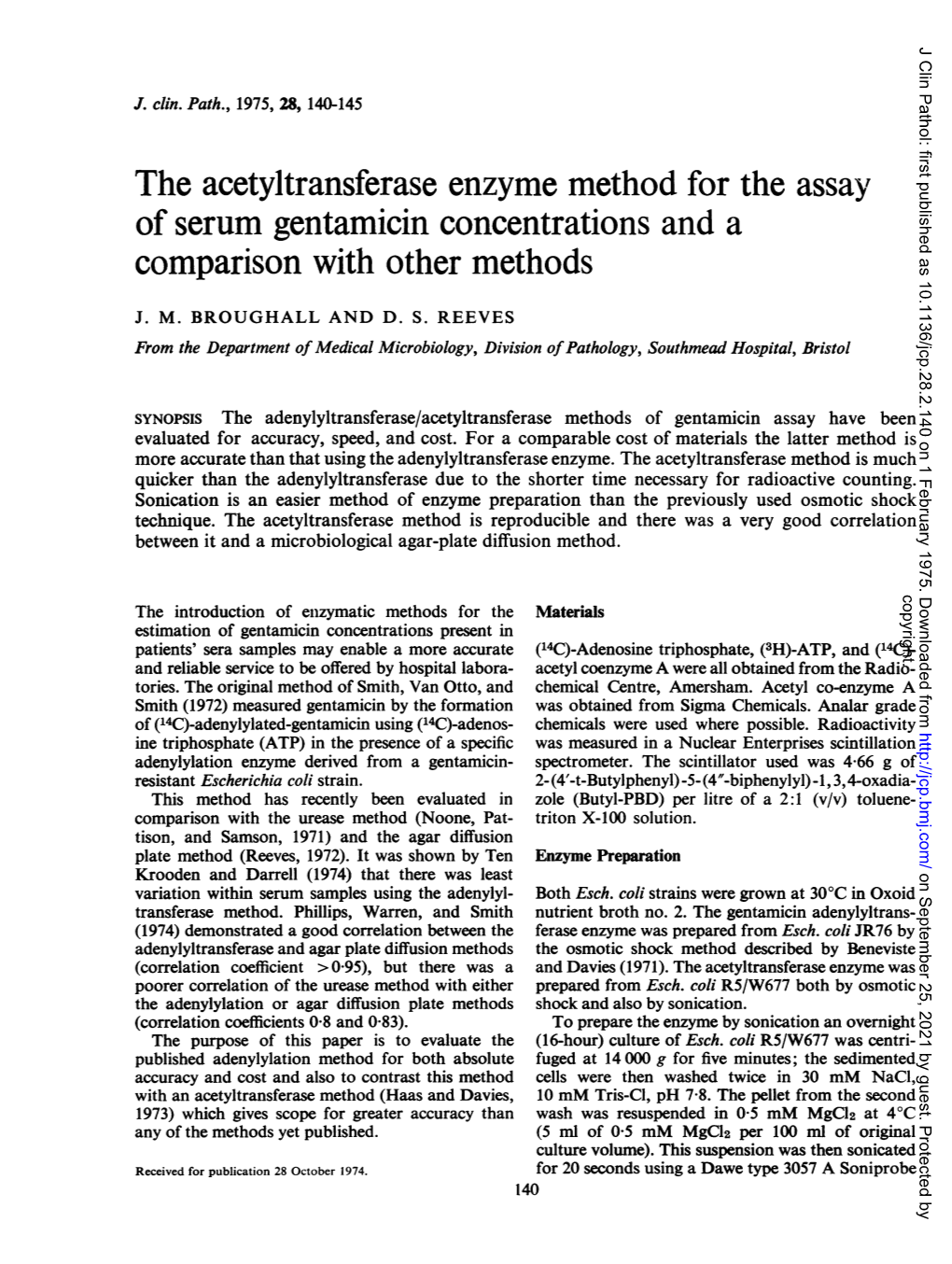 The Acetyltransferase Enzyme Method for the Assay Ofserum Gentamicin