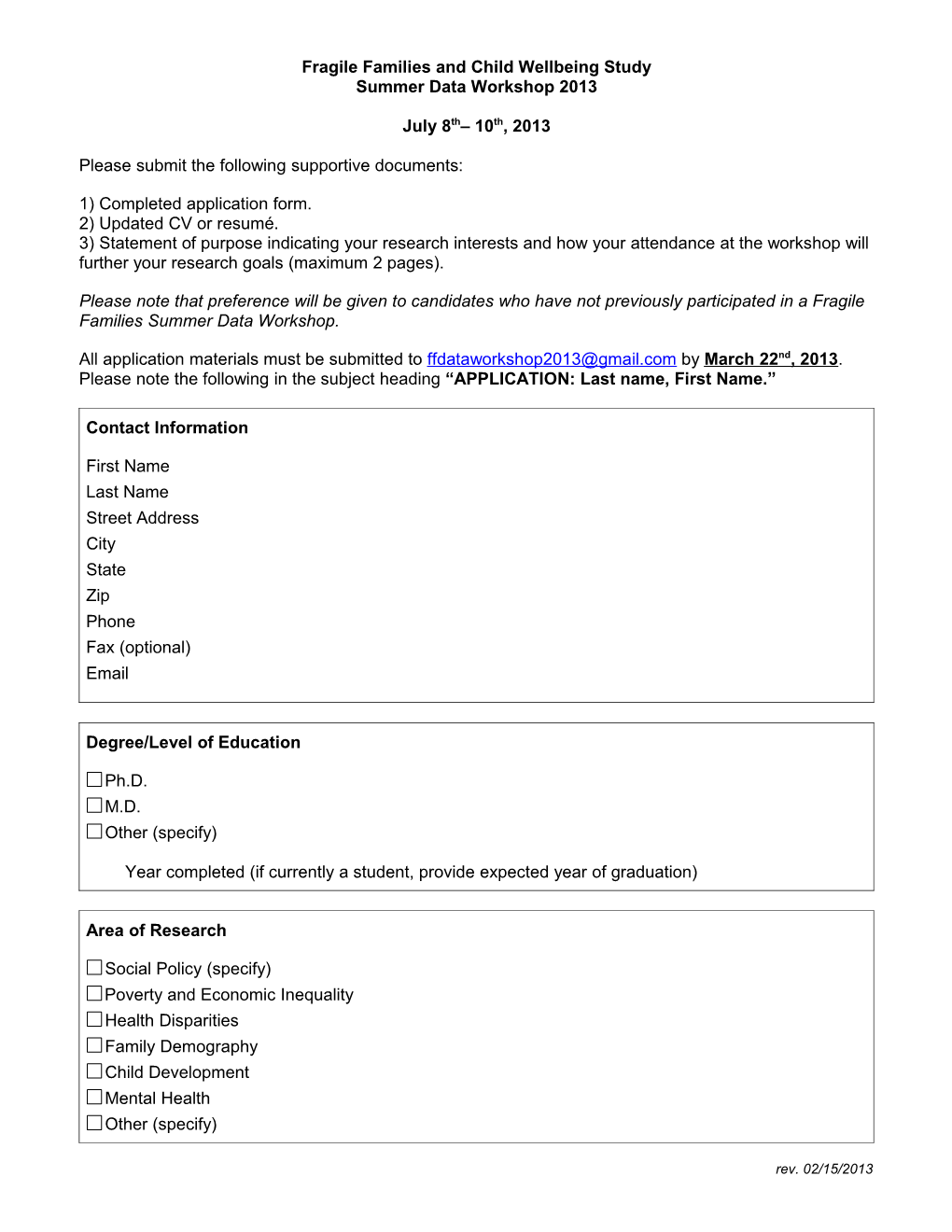 Fragile Families and Child Wellbeing Study