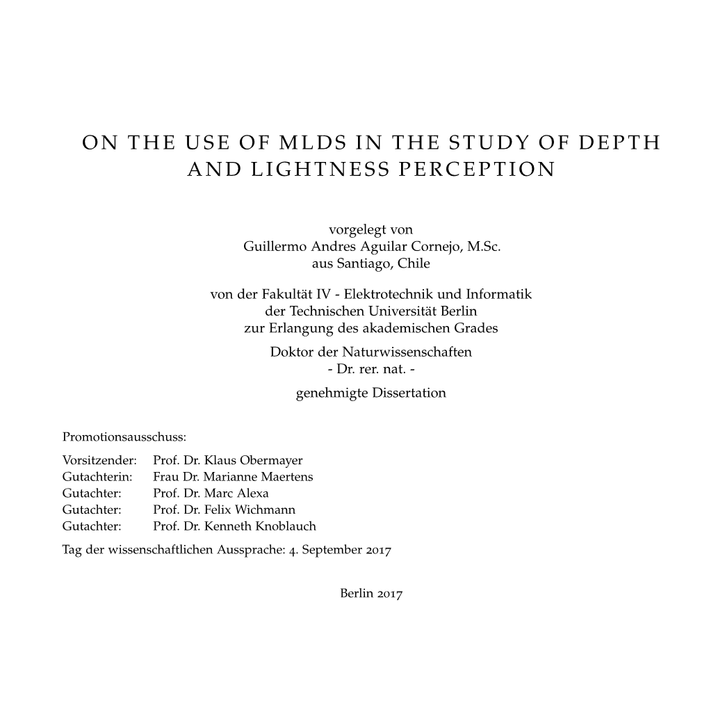 On the Use of MLDS in the Study of Depth and Lightness Perception