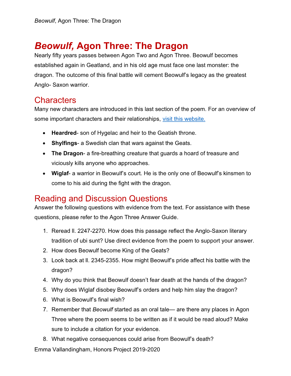 Beowulf, Agon Three: the Dragon