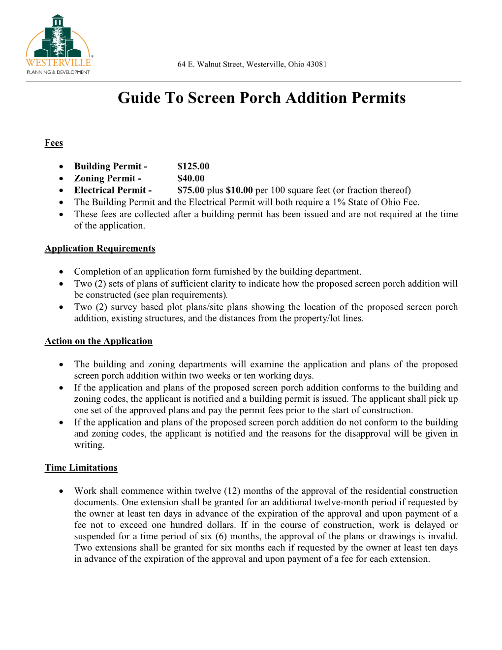 Screen Porch Addition Permits