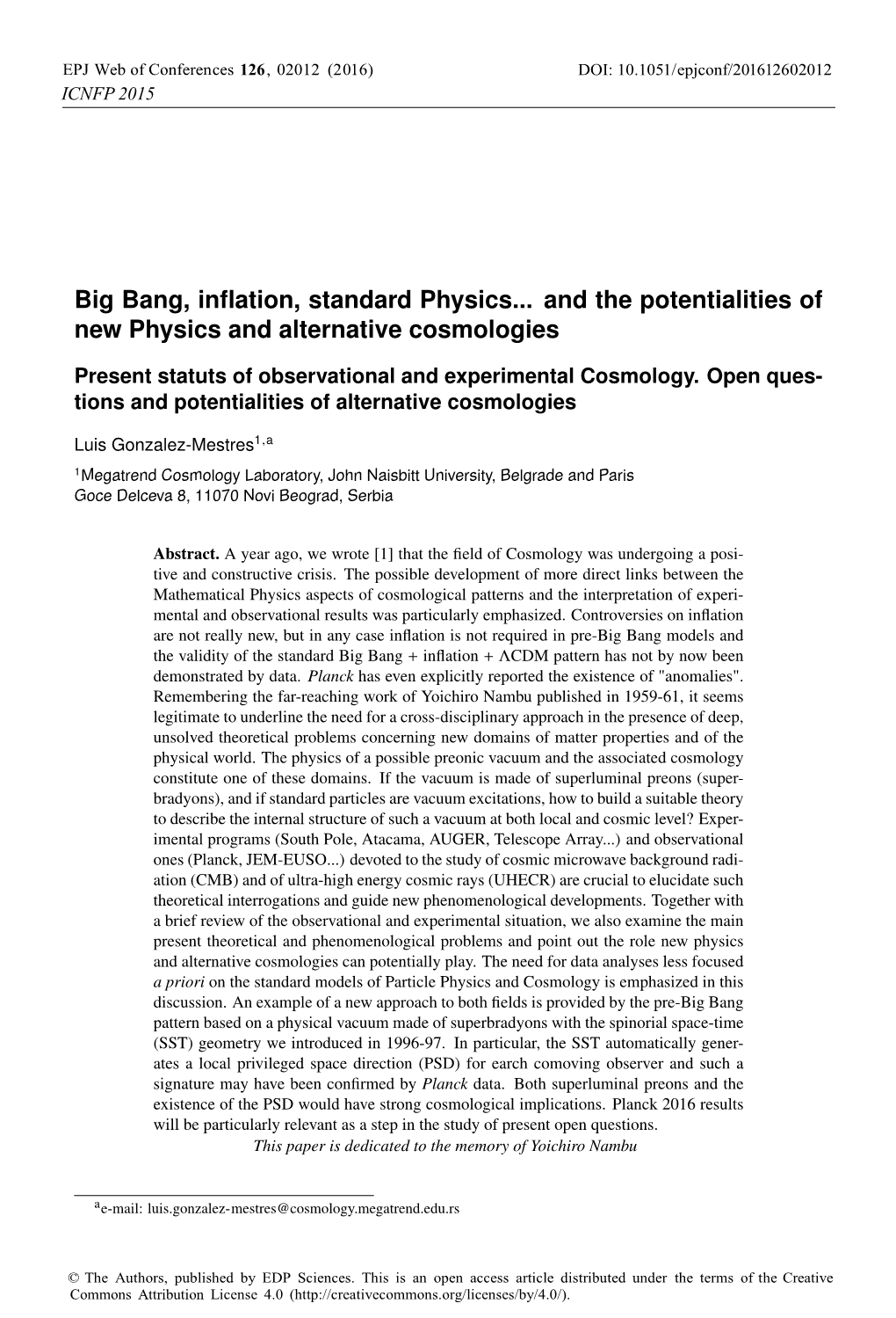 Big Bang, Inflation, Standard Physics…