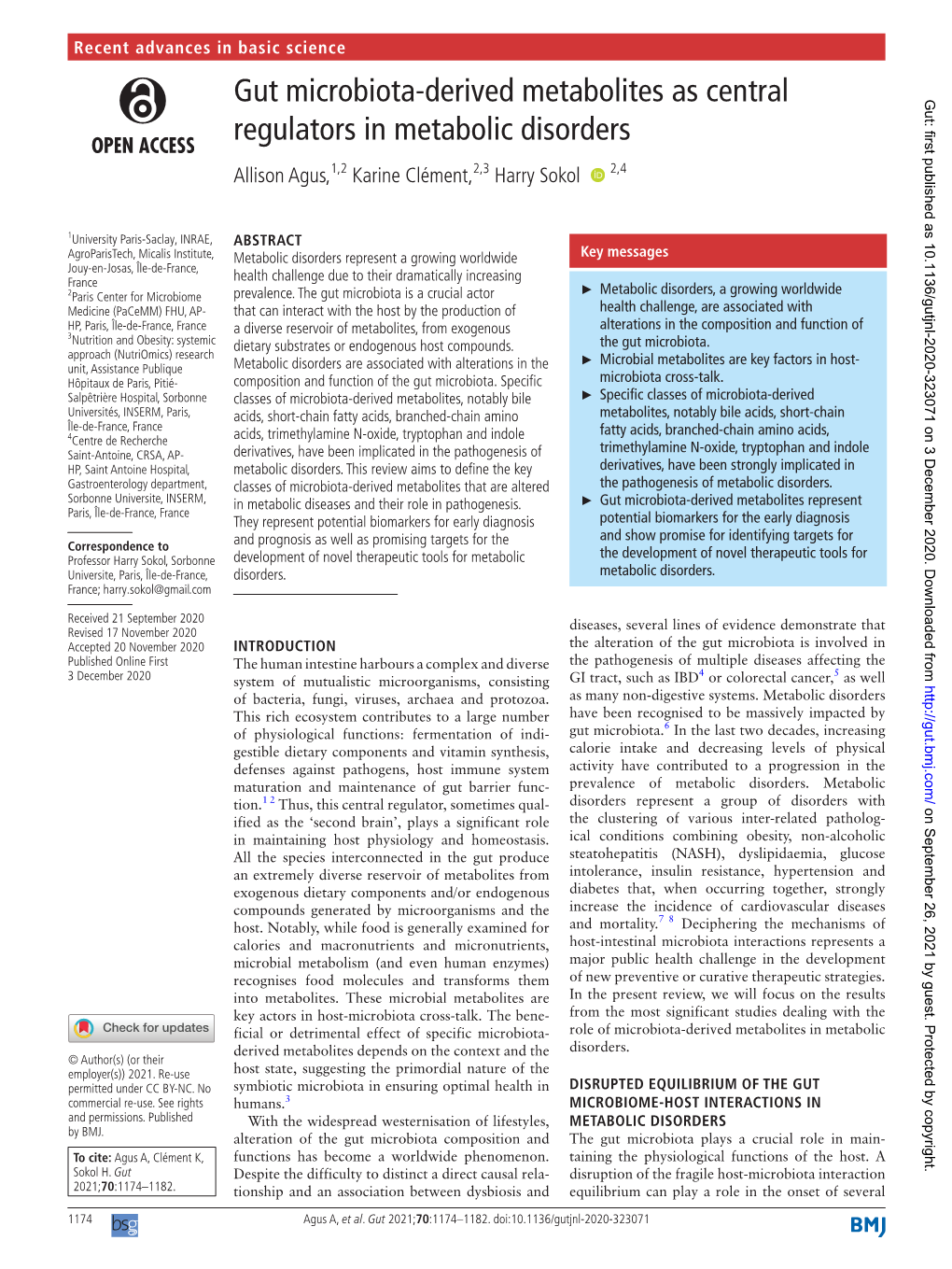 Derived Metabolites As Central Regulators in Metabolic Disorders