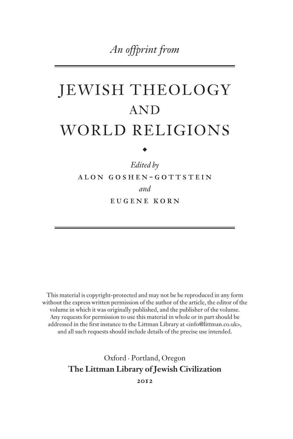 Jewish Theology World Religions