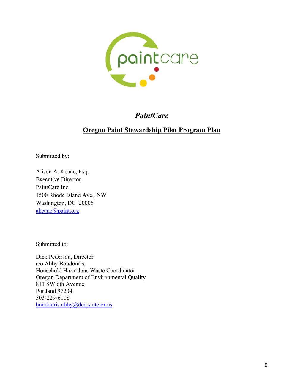 Paint Stewardship Plan