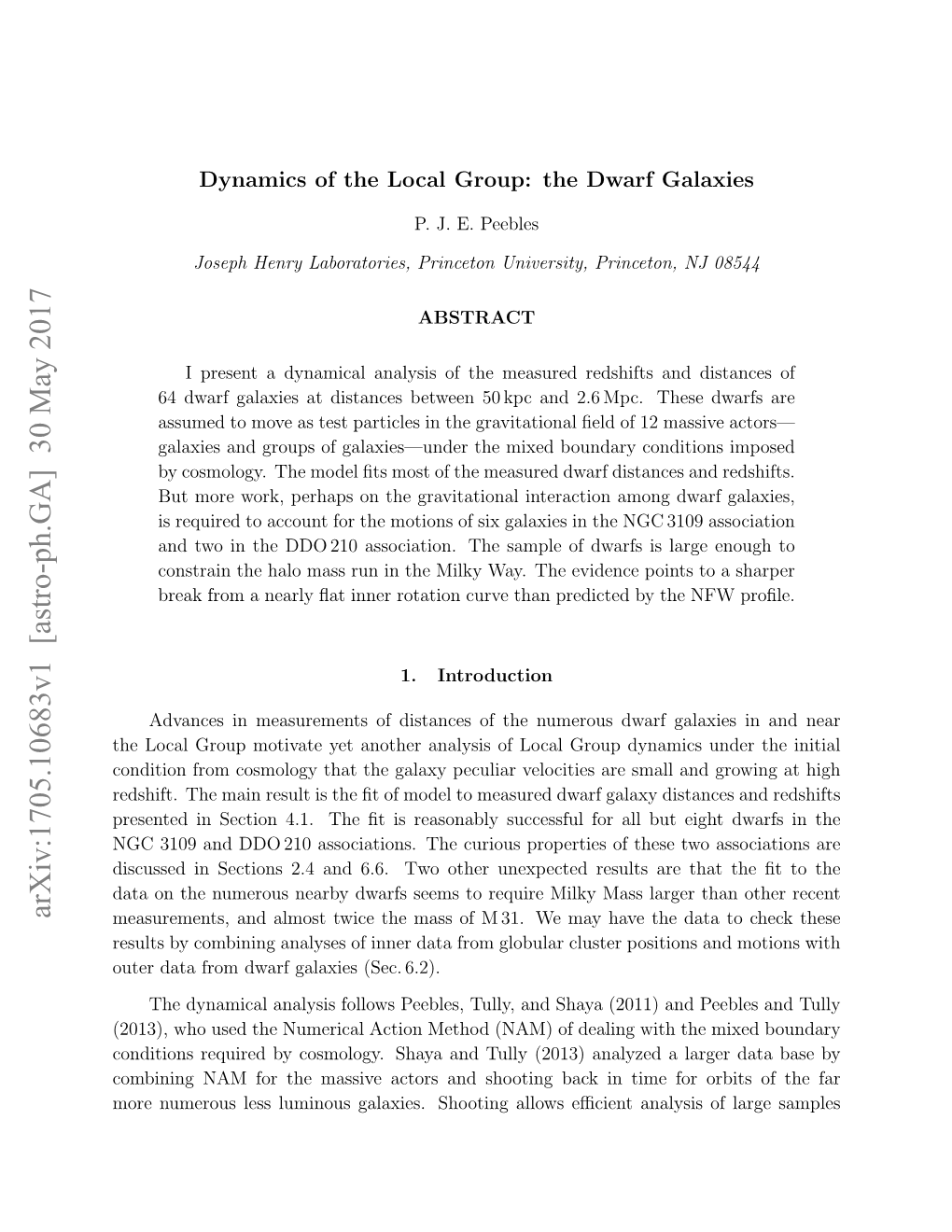 Dynamics of the Local Group: the Dwarf Galaxies