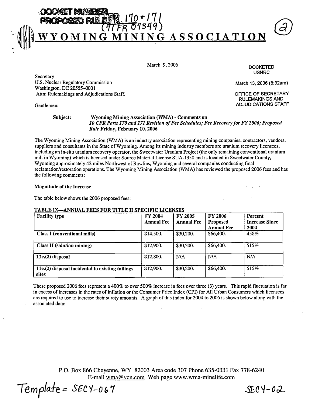 Submitted by Wyoming Mining Association, Marion Loomis On