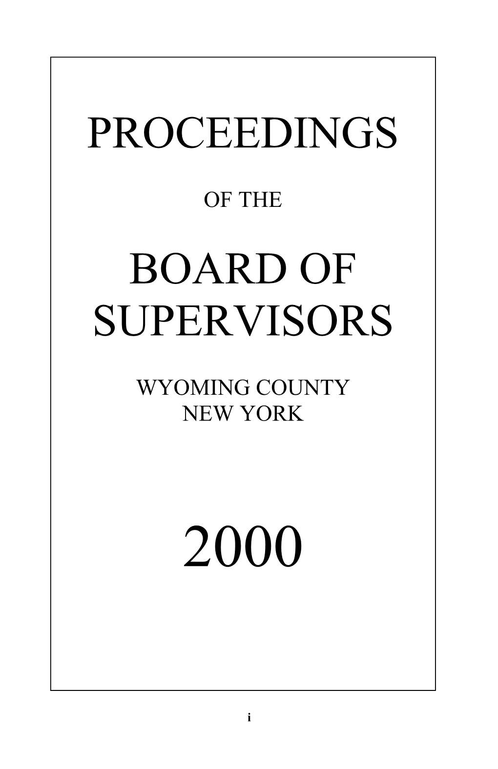 Proceedings Board of Supervisors