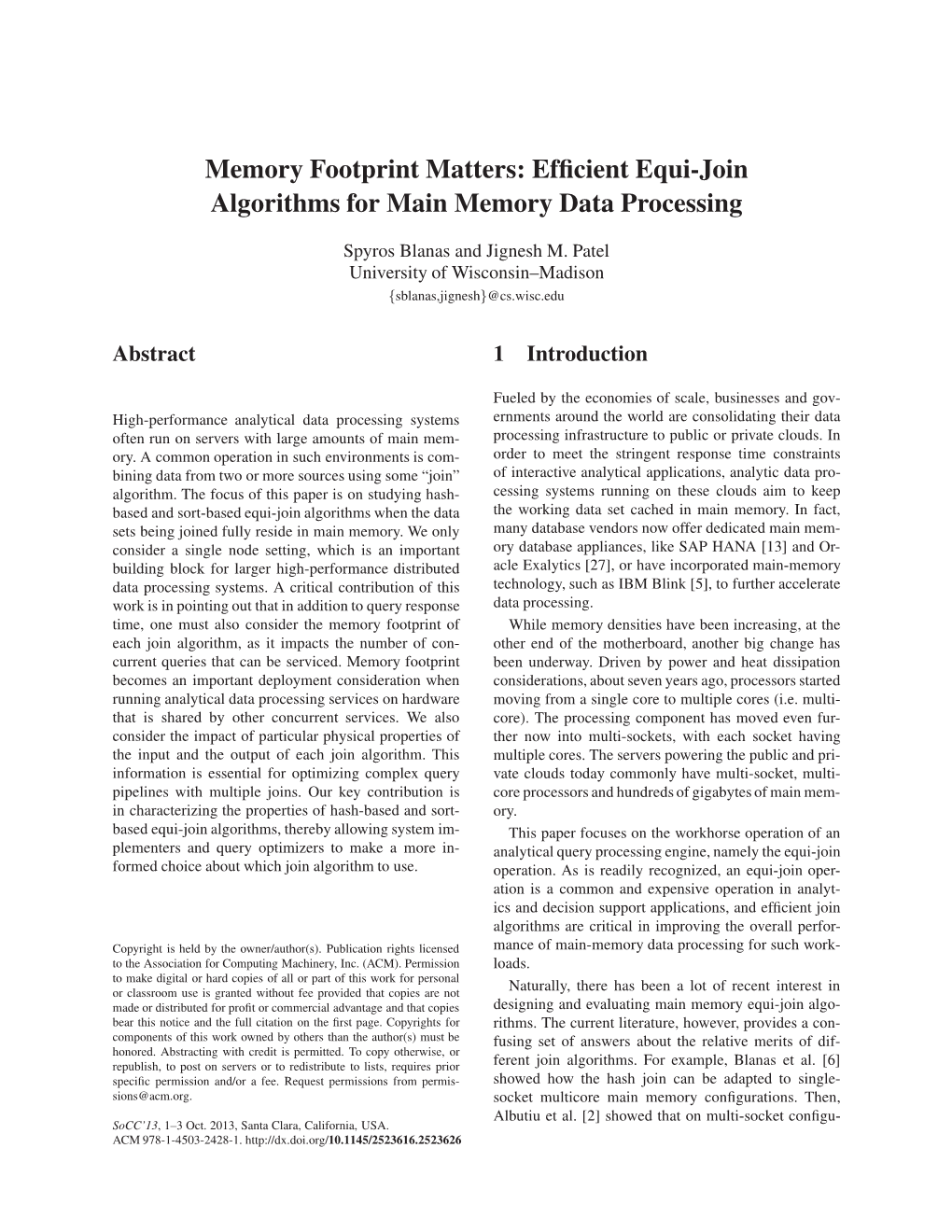 Memory Footprint Matters: Efficient Equi-Join Algorithms for Main