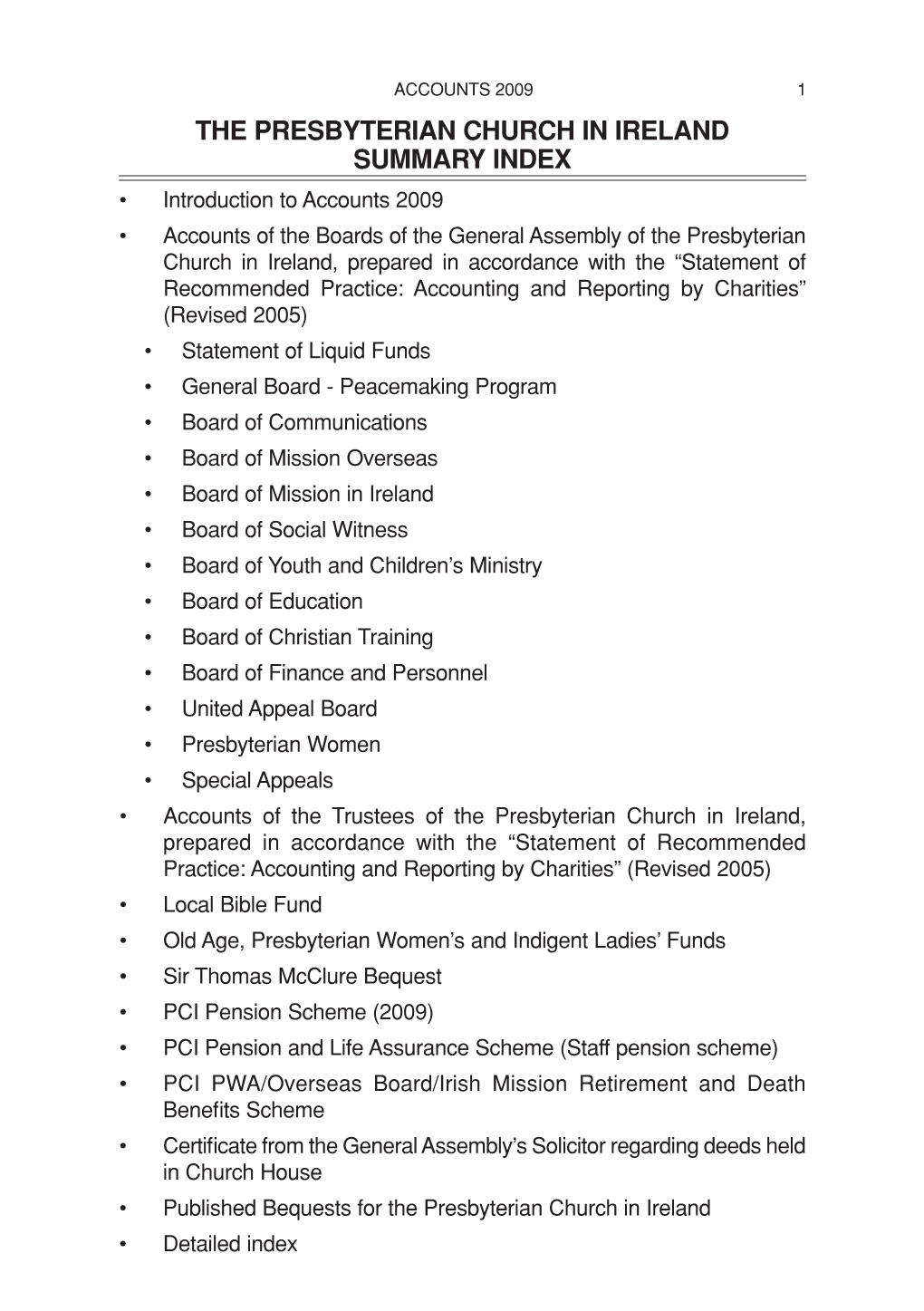 PCI Statement of Accounts 2009