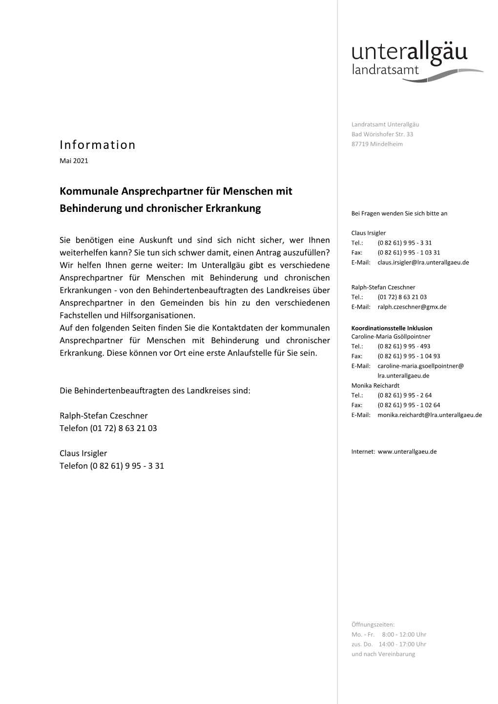 Information 87719 Mindelheim Mai 2021