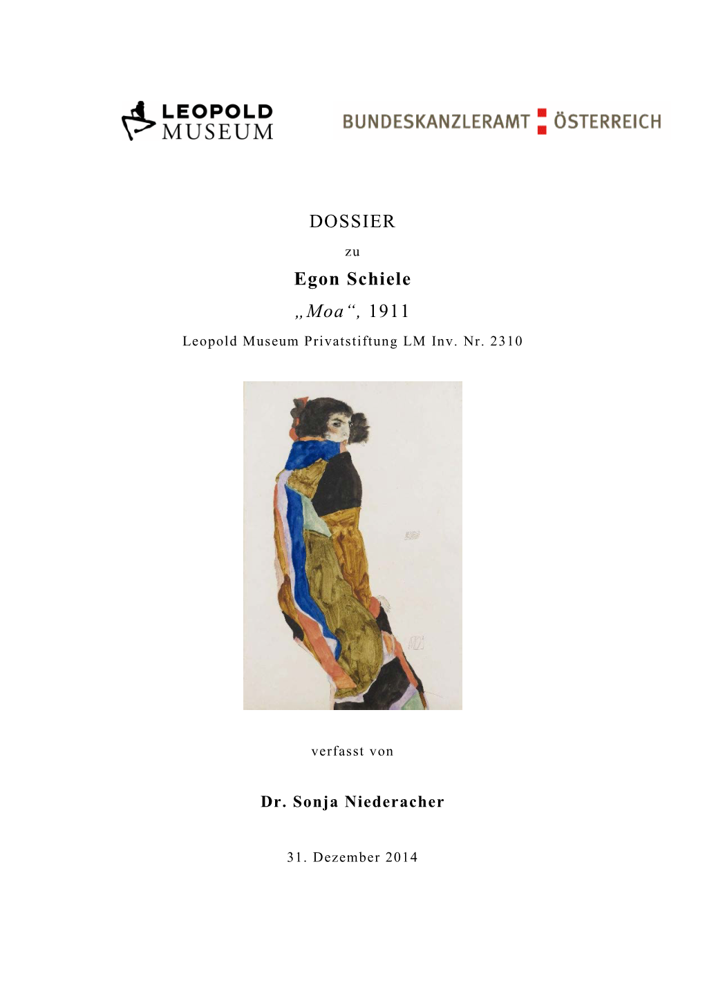 Dossier Zu Egon Schiele "Moa", 1911 LM Inv. Nr. 2310
