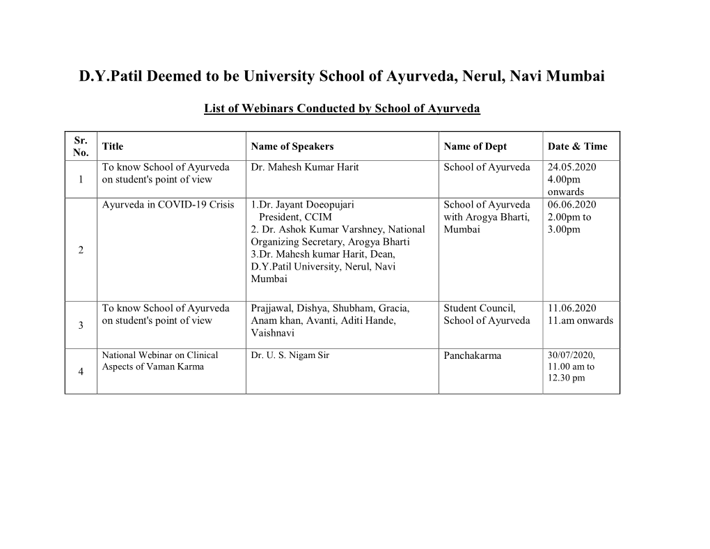 D.Y.Patil Deemed to Be University School of Ayurveda, Nerul, Navi Mumbai