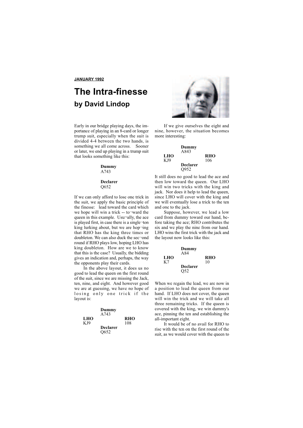 The Intra-Finesse by David Lindop