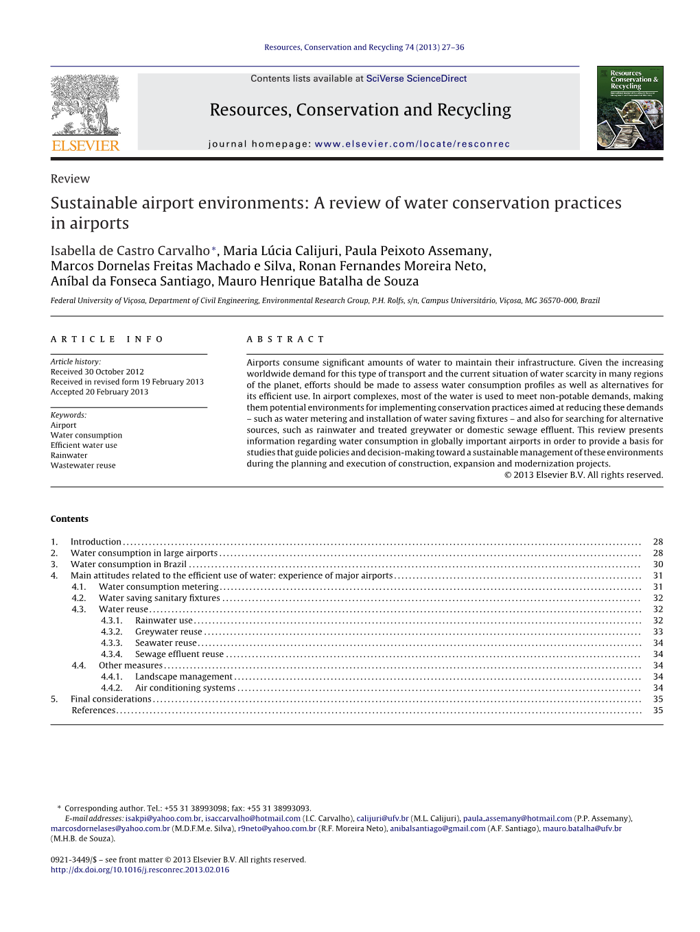 Sustainable Airport Environments: a Review of Water Conservation Practices