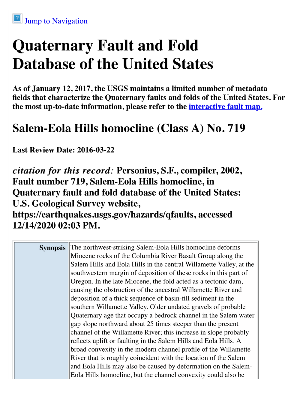 Quaternary Fault and Fold Database of the United States