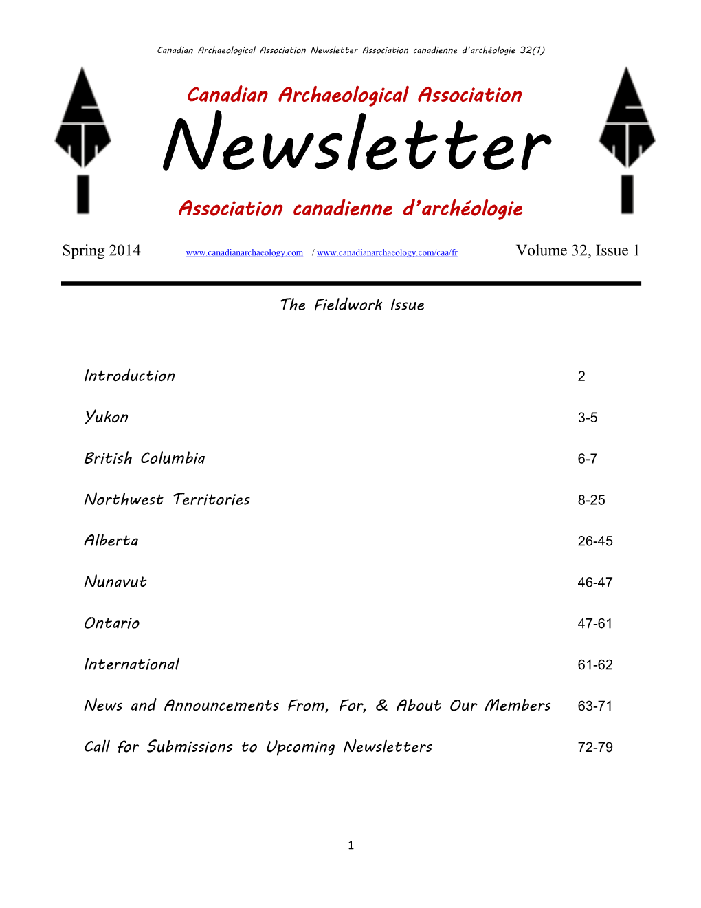 Newsletter Association Canadienne D’Archéologie 32(1)