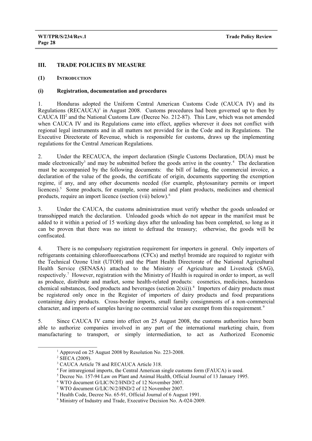 III. Trade Policies by Measure s2